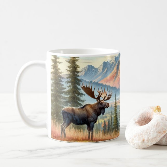 Elche in gebirgiger Herbstlandschaft Kaffeetasse (Mit Donut)