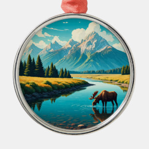 Elche in Grand Teton National Park Ornament Aus Metall