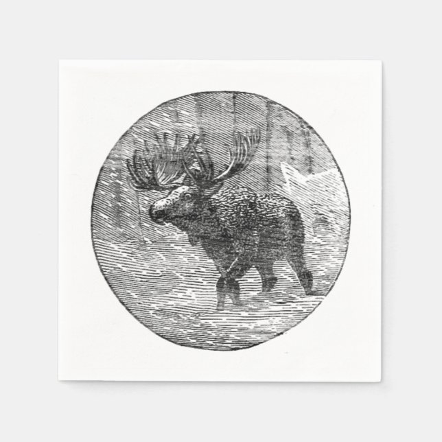 Elche in Schneemblem Serviette (Vorderseite)