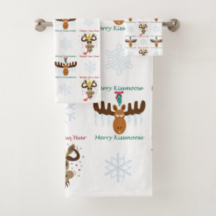 Elche Kopf_Merry Kiss Moose_Happy Gnu Jahr! Badhandtuch Set