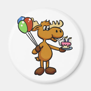 Elche mit Ballon und Kuchen  Rückenfarbe Magnet