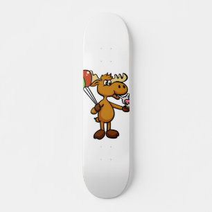 Elche mit Ballon und Kuchen Rückenfarbe Skateboard