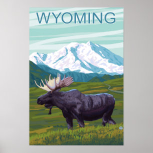 Elche mit BergWyoming Poster