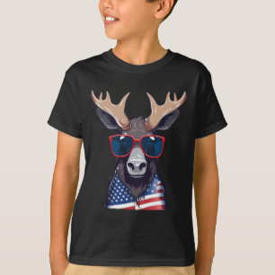 Elche mit der patriotischen US-Flagge Amerikanisch T-Shirt