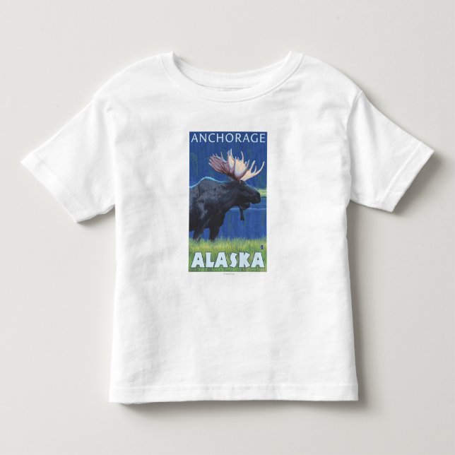 Elche nachts - Anchorage, Alaska Kleinkind T-shirt (Vorderseite)