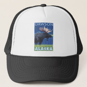 Elche nachts - Dawson, Alaska Truckerkappe