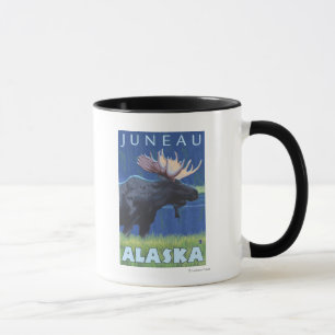 Elche nachts - Juneau, Alaska Tasse