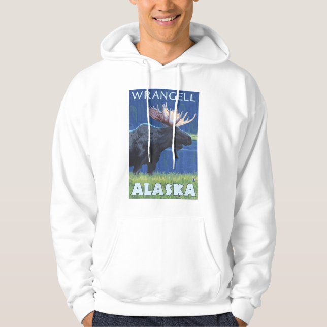Elche nachts - Wrangell, Alaska Hoodie (Vorderseite)