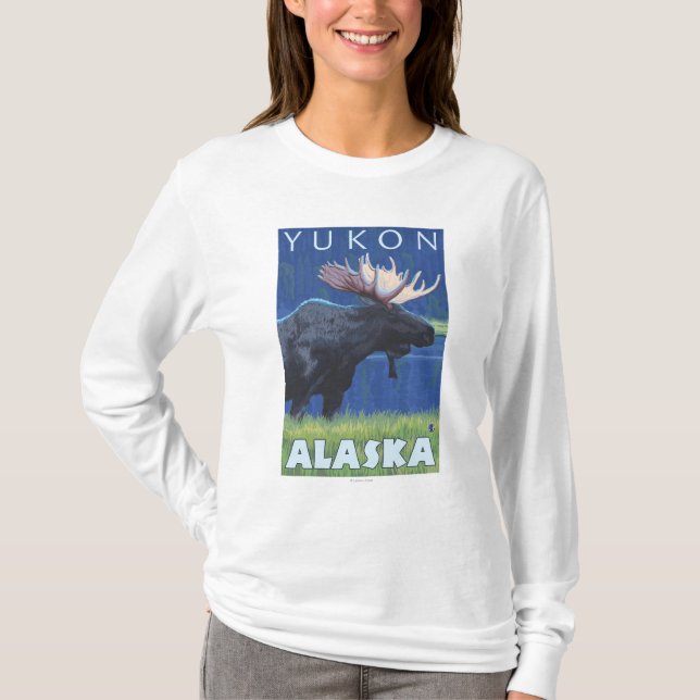 Elche nachts - Yukon, Alaska T-Shirt (Vorderseite)