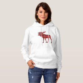 Elche Rot und Kariertes Tartan Wintermuster Hoodie