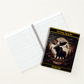 Elche Schnitzereien auf dunklem Holz in einem Wald Notizbuch