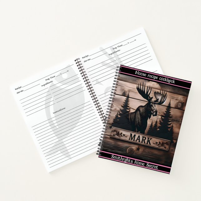 Elche Schnitzereien auf Holz bei Sonnenuntergang Notizbuch (Innenseite)