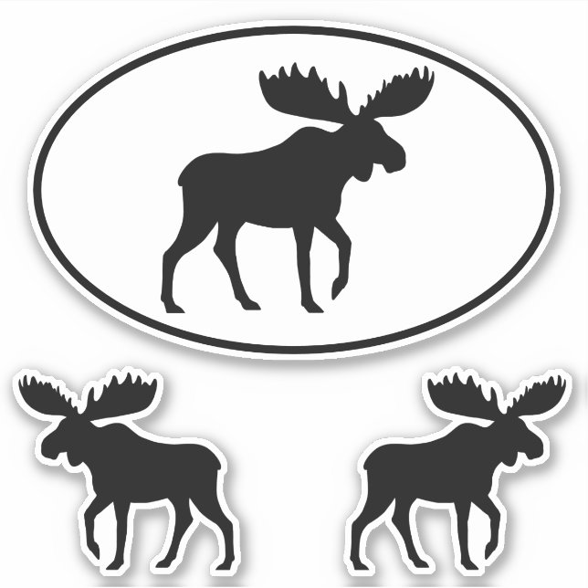 Elche Silhouetten Oval und Die Aufkleber-Set schne Aufkleber (Vorderseite)