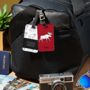 Elche Skizze mit rotem Hintergrund Gepäckanhänger