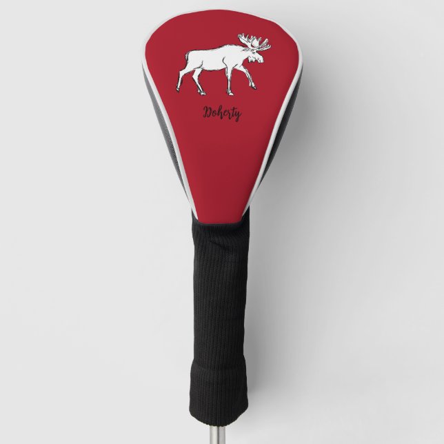 Elche Skizze mit rotem Hintergrund Golf Headcover (Vorderseite)