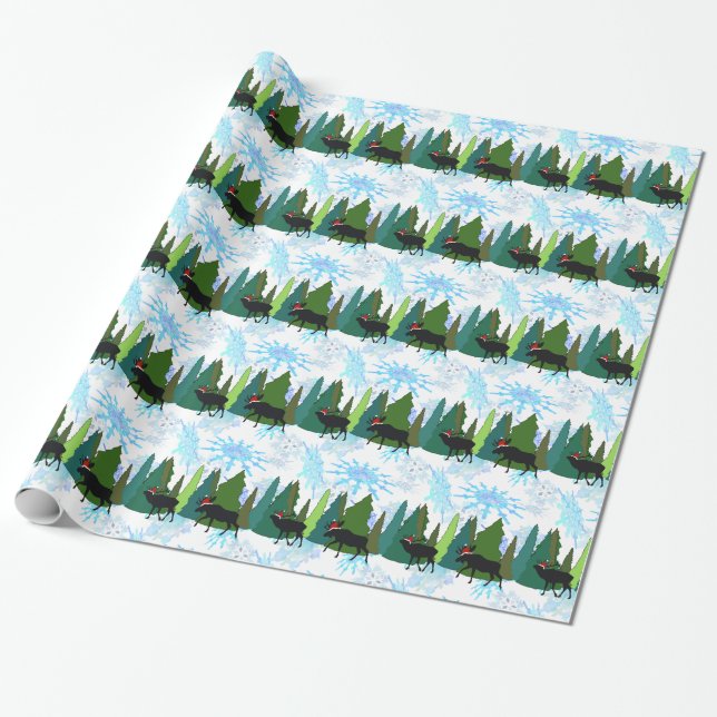 Elche spielen Weihnachtswrapping Paper Geschenkpapier (Ungerollt)