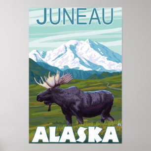 Elche Szene - Juneau, Alaska Poster