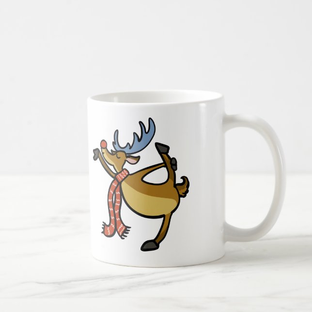 Elche tanzend Cartoon | Hintergrundfarbe auswählen Kaffeetasse (Rechts)