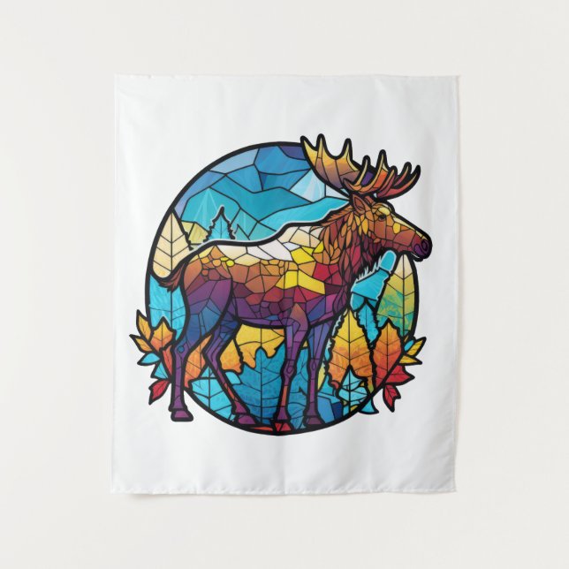 Elche Tiere Portrait Gestaltete Glas frei Wildtier Wandteppich (Vorderseite)