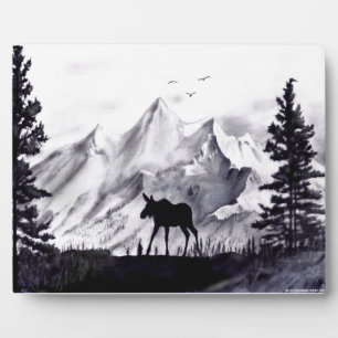 Elche und Berge Plaque Fotoplatte