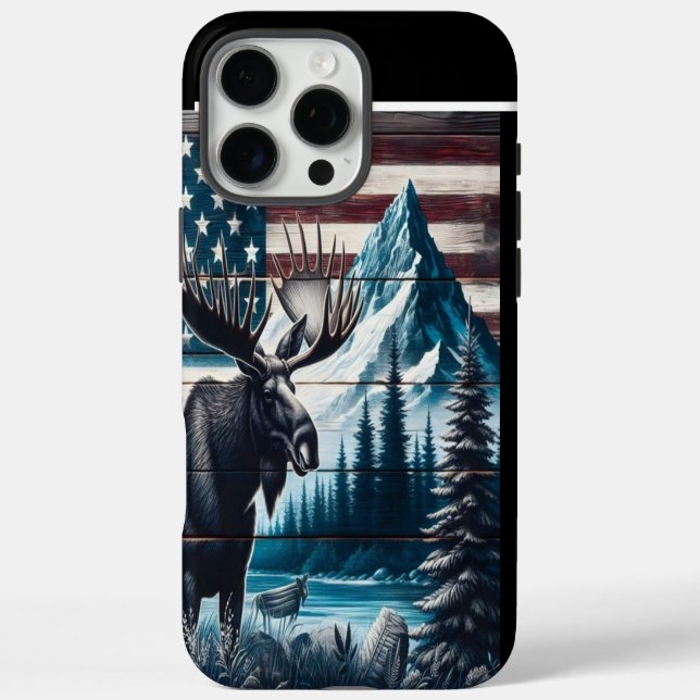 Elche und Bergkunst iPhone 16 Pro Max Hülle (Rückseite)