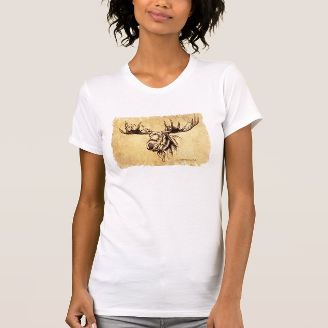 Elchezeichnender Hauptsepia T-Shirt (Vorderseite)
