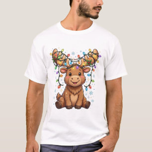 Elchgeweih Lichterkette Weihnachten T-Shirt