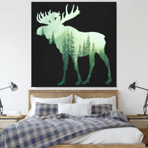 Elchhirsch und Waldnatur Leinwanddruck