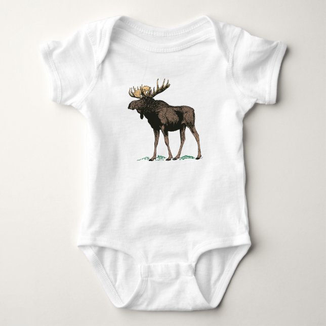 Elchillustration Baby Strampler (Vorderseite)
