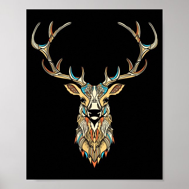 Elchkopf _ Gesicht Künstlerische Illustration Graf Poster (Vorne)