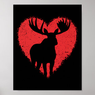 Elchliebhaber Valentinstag Cute Rotes Herz Wildes Poster