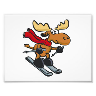 Elchskier-Cartoon  Hintergrundfarbe Fotodruck