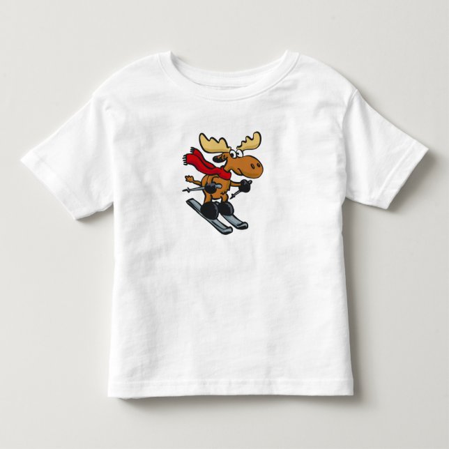 Elchskier-Cartoon| Hintergrundfarbe Kleinkind T-shirt (Vorderseite)