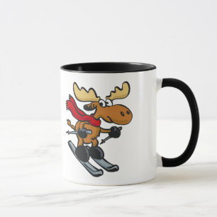 Elchskier-Cartoon Hintergrundfarbe Tasse