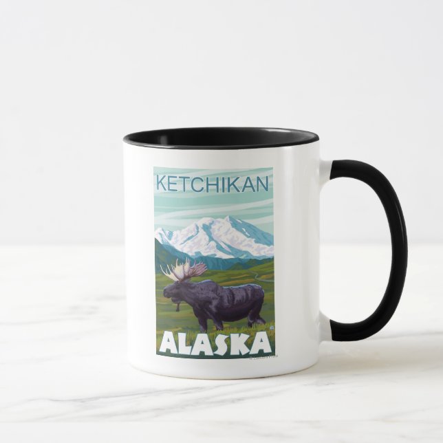 Elchszene - Ketchikan, Alaska Tasse (Rechts)