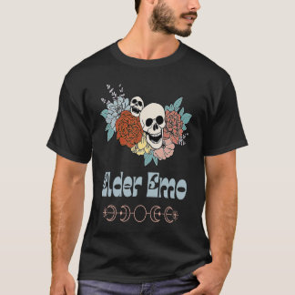 Elder Emo Retro Groovy Skeleton Goth and Gothic Fl T-Shirt