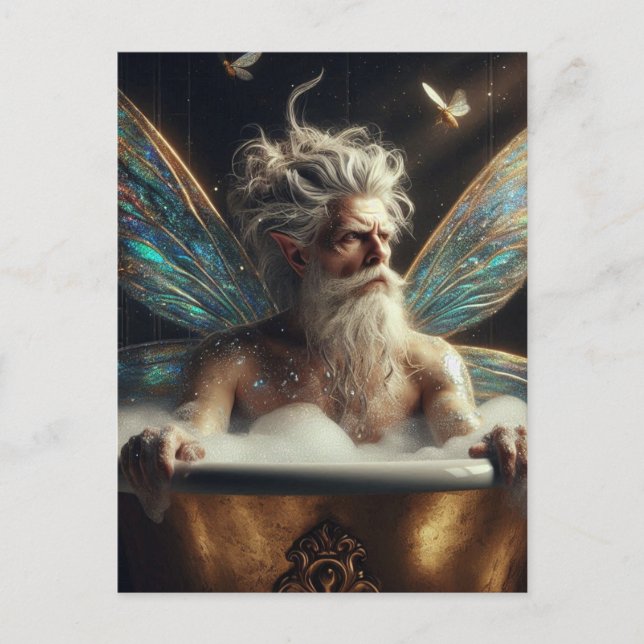 Elder Fairy King nimmt ein Bad in Gold Tub Postkarte (Vorderseite)