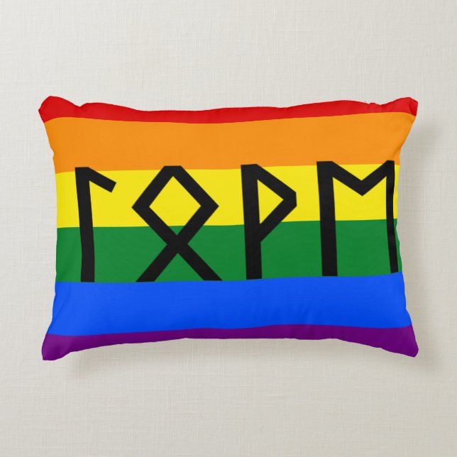 Elder Futhark Liebe Pride Flag Dekokissen (Vorderseite)
