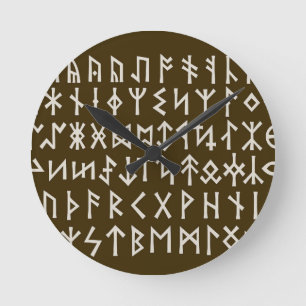 Elder‑Futhark‑Runen Runde Wanduhr