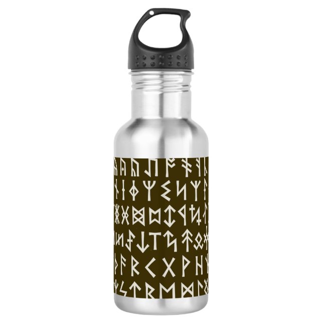 Elder Futhark Runes Edelstahlflasche (Vorderseite)