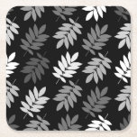 Elder Leaf Big Pattern Black White Grey Rechteckiger Pappuntersetzer<br><div class="desc">Elder tree leaf silhouette in a surface pattern design with grey and white detail on a black background.</div>