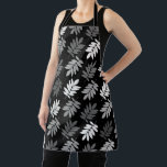 Elder Leaf Big Pattern Black White Grey Schürze<br><div class="desc">Elder tree leaf silhouette in a surface pattern design with grey and white detail on a black background.</div>