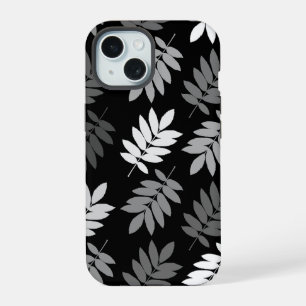 Elder Leaf Lg Muster Schwarz Weiß Grau iPhone 15 Hülle