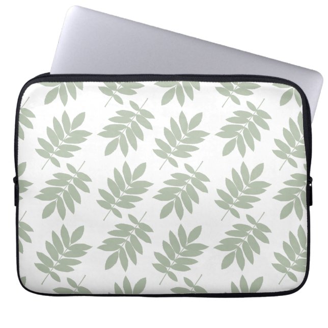 Elder Leaf Muster Grün+Weiß Laptopschutzhülle (Vorderseite)