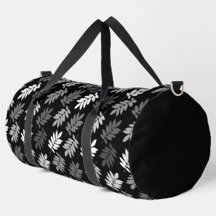 Elder Leaf Muster Schwarz Weiß Grau Duffle Bag