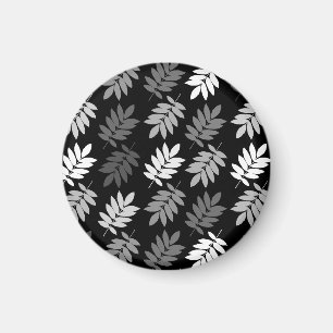 Elder Leaf Muster Schwarz Weiß Grau Magnet