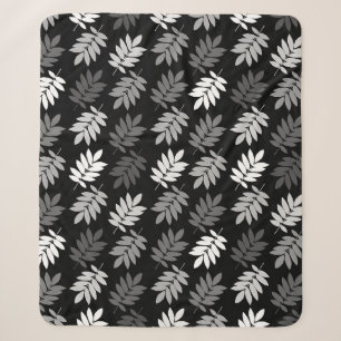 Elder Leaf Muster Schwarz Weiß Grau Sherpadecke