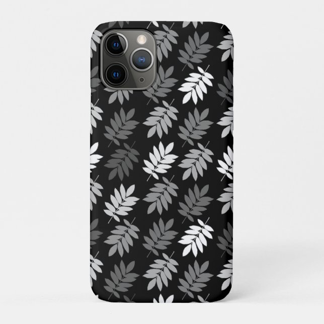 Elder Leaf Pattern Black White Grey Case-Mate iPhone Hülle (Rückseite)
