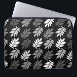 Elder Leaf Pattern Black White Grey Laptopschutzhülle<br><div class="desc">Elder tree leaf silhouette in a surface pattern design with grey and white detail on a black background.</div>