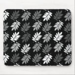 Elder Leaf Pattern Black White Grey Mousepad<br><div class="desc">Elder tree leaf silhouette in a surface pattern design with grey and white detail on a black background.</div>